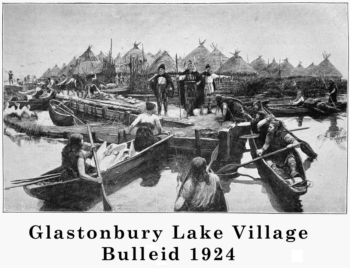 Bulleid 1924 Artist's reconstruction of Glastonbury Lake Village by Forestier Bulleid 1924 Artist's reconstruction of Glastonbury Lake Village by Forestier