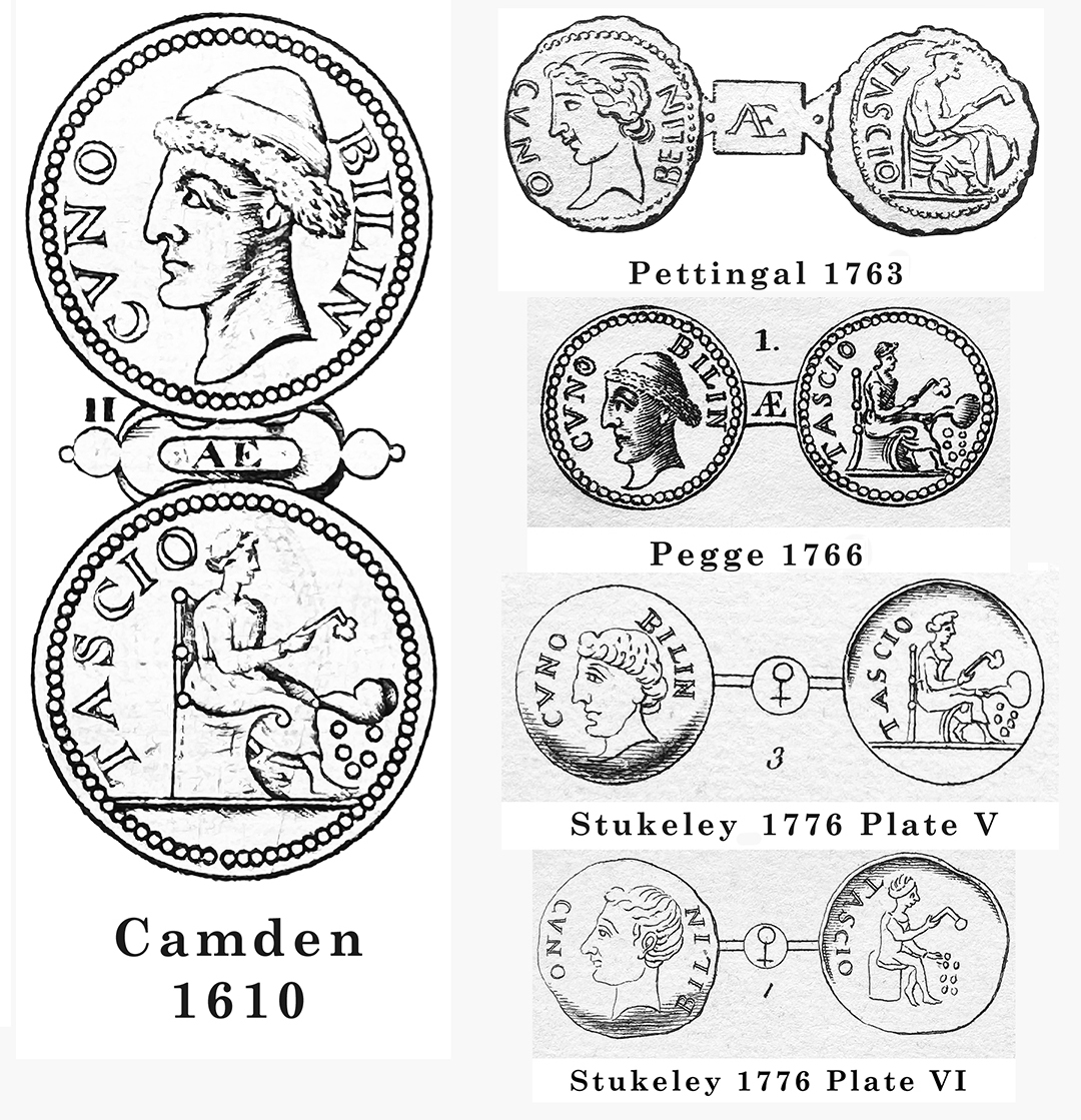 Metalworker Camden (1610), Pegge (1766), Pettingal (1766) and Stukeley (1776)
